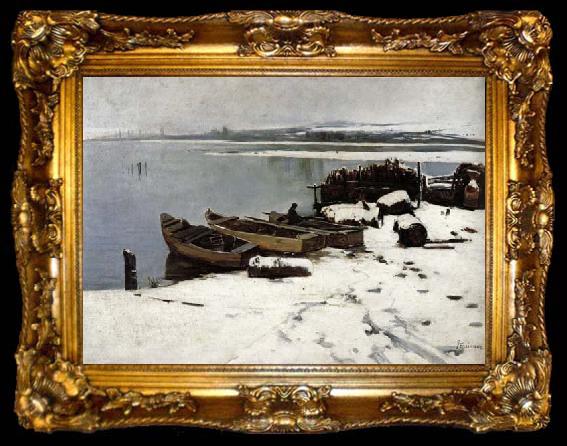 framed  Jaime Morera Galicia Snowy Bank of Lake Trasimeno, ta009-2